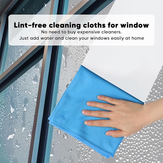 HOMEXCEL Glass Cleaning Cloths 6PK, Streak Free Towel for Windows, 14x16in | Lint Free&Reusable Microfiber Cleaning Cloth for Mirrors, Screens, Glasses, Stainless Steel, Blue
