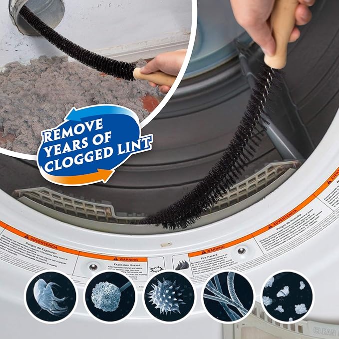 Holikme Dryer Vent Cleaner Kit 2Pack - Lint Vacuum Attachment & Brush | Deep Blue Dryer Vent Vacuum Hose Attachment & Brush Reach Deep Traps - Remove Hidden Lint, Speed Drying & Reduce Fire Risk