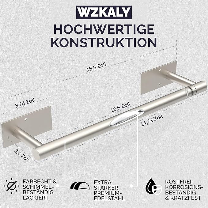 Paper Towel Holder Under Cabinet Self Adhesive Brushed Nickel | 304 Stainless Steel Post Pivoting Design Paper Towel Holder Wall Mounted & No Drilling for Kitchen Silver, Square Base