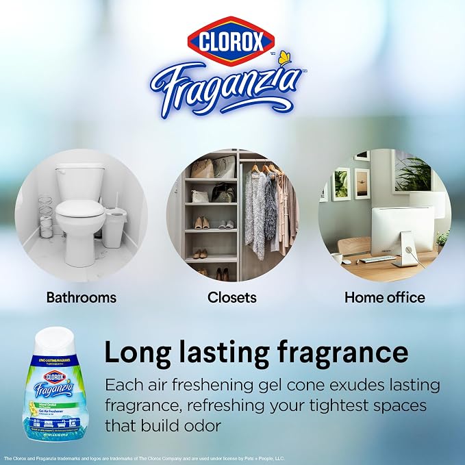 Clorox Fraganzia No-Plug Gel Air Freshener Cone, Island Orchid Scent, 6 Oz | Gel cone, no-plug battery-free, small rooms closets kitchens and bathrooms