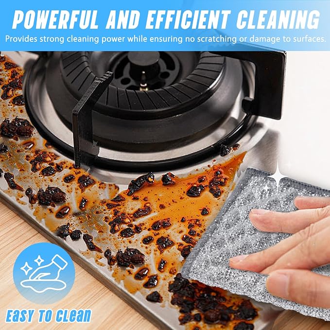 Wangjinpeng 10PK 4-Layer Non-Scratch Wire Dishcloths,7.87 x 7.87 in | metal scrubber,wet & dry clening,multipurpose cleaning cloths for dishes,great for cookware, sinks, dishes and stove tops