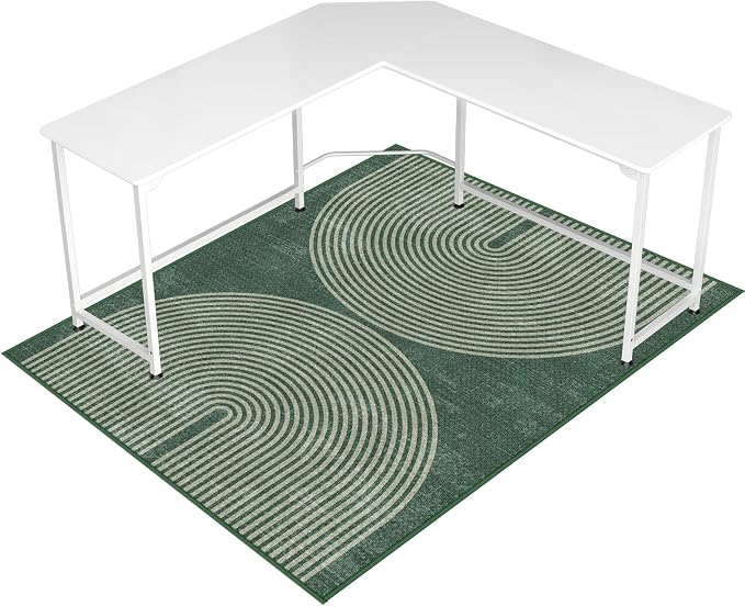 Office Chair Mat for Hardwood Floor&Tile Floor,48"X 60"-Geo Green | Heavy Duty Desk Chair Mat for Hard Floors,Under Desk Rug for Rolling Computer Chair,Anti Slip,Low Pile Carpet Floor
