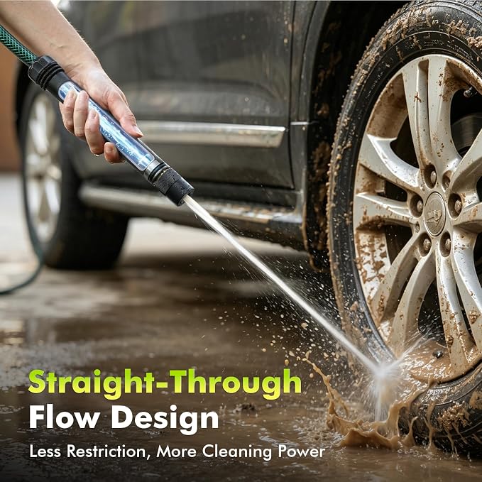 RESTMO High Pressure Metal Hose Nozzle, Adjustable Twist Water Hose Nozzle | Anti-Rust Coating, 7.87 Inches Heavy Duty All-Metal Hose Spray nozzle, 3 Spray Patterns, Ideal for Cleaning & Watering