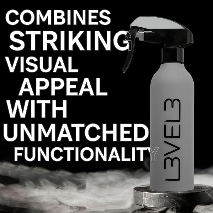 L3 Level 3 Rubberized Fine Mist Spray Bottle for Barbers, Rubber Grip | Precise fine-mist spray, controlled styling application, professional-grade for hair stylists, barber water spray bottle