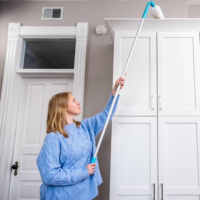 E-Cloth Easy-Click Mop w/ 4 Interchangeable Attachments, 1 Handle + 4 Tools | Broom Head, Dusting Head, Wet Mop, & Dry Dusting Pad Attachment, Home Cleaning Supplies, for Floor Cleaning, Wall, & Ceiling