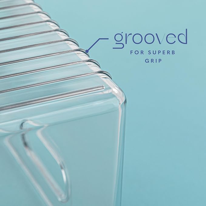 Plastic Food Storage Clear Container Bin with Handles for Organizing Kitchen, Pantry, Refrigerator, Freezer, Pantry, Cabinet, Closet, Bathroom. 14”x4”x4”