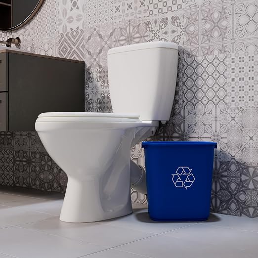 28 Qt. / 7 Gallon Blue Rectangular Recycling Wastebasket Trash Can | 2 Pack