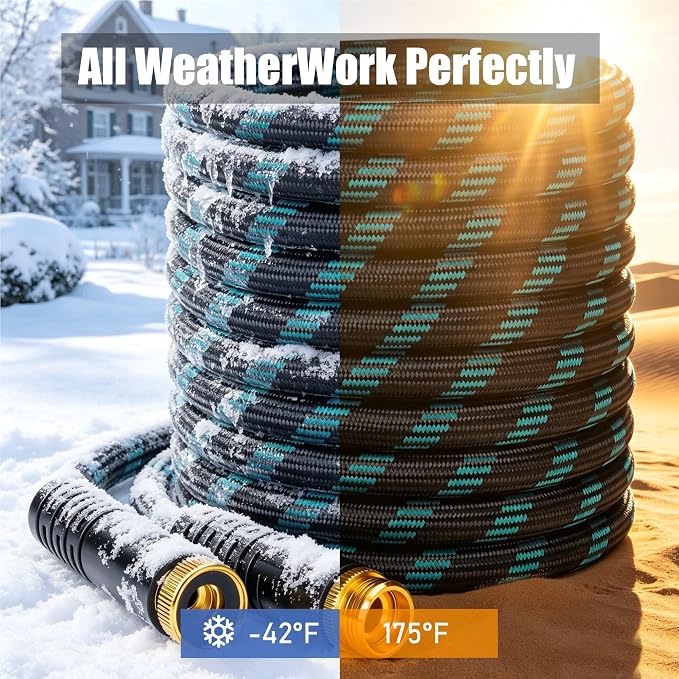 Garden Hose 25FT, Lightweight Water Hose for Lawn,Gardening | stable water flow, 3-layer anti-kink structure, Lightweight. Compact storage, with 10-spray nozzle, leakproof connectors