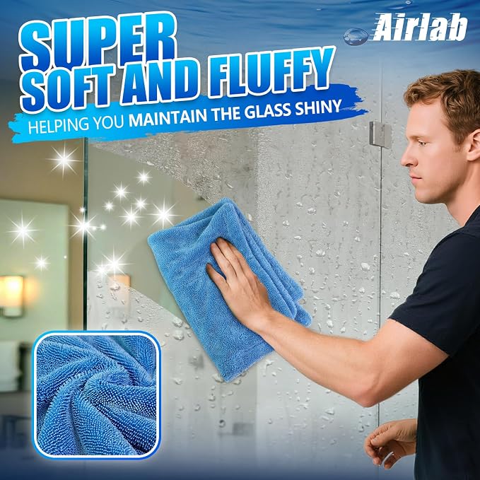 Airlab Microfiber Towels Cars Wash Drying Cleaning Cloth, Light Blue | Thick Plush Auto Detailing Super Absorbent for Interior & Exterior Lint Free, Streak Free, 24 x 16 Inch, Pack of 1