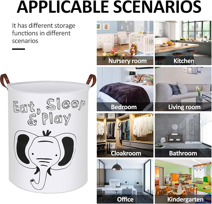 Collapsible Laundry Basket in Bedroom Waterproof Laundry Hamper in Bathroom Large Laundry Bag in College Dormitory Cloakroom Livingroom Nursery Organizer Toy Bin