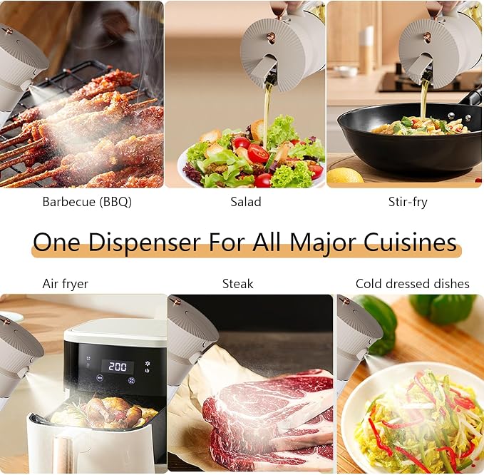 19.6 oz 2 in 1 Glass Olive Oil Sprayer for Cooking | Leak-Proof Oil Dispenser for Kitchen, Food-Grade Spray and Pour Bottle Air Fryer, BBQ, Salad, Baking - White