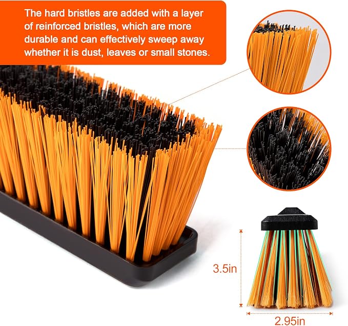CLEANHOME 24”Push Broom Brush for Floor Cleaning 2 Set,Indoor&Outdoor Broom (Pack of 2)