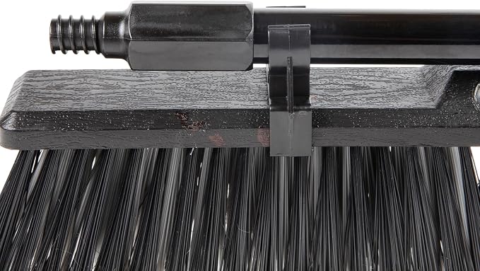 Restaurantware-Clean Tek Professional 17.13 Inch Push Broom, 1 Heavy-Duty Broom With 59” Handle - Fine Bristles, 2 Handle Attachment, Wooden, Commercial Use, For Deck, Garage, Yard, Patio