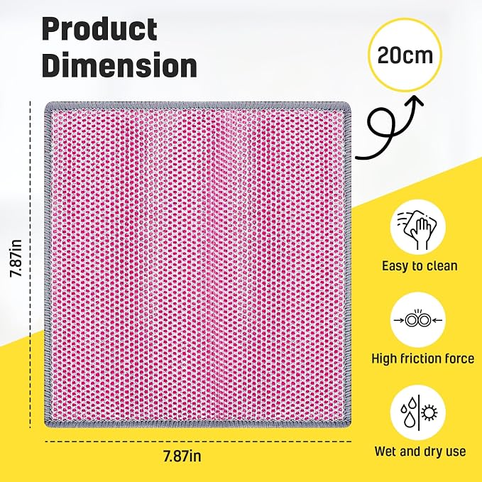 NEW 2026 | Non Scratch Wire Dishcloth | Metal Cleaning Rag for Kitchen Cookware | Silver Mesh Dishcloth | Double Sided | Metal & Coconut Fiber Scrubbers | 10 pcs Colorful Cloth
