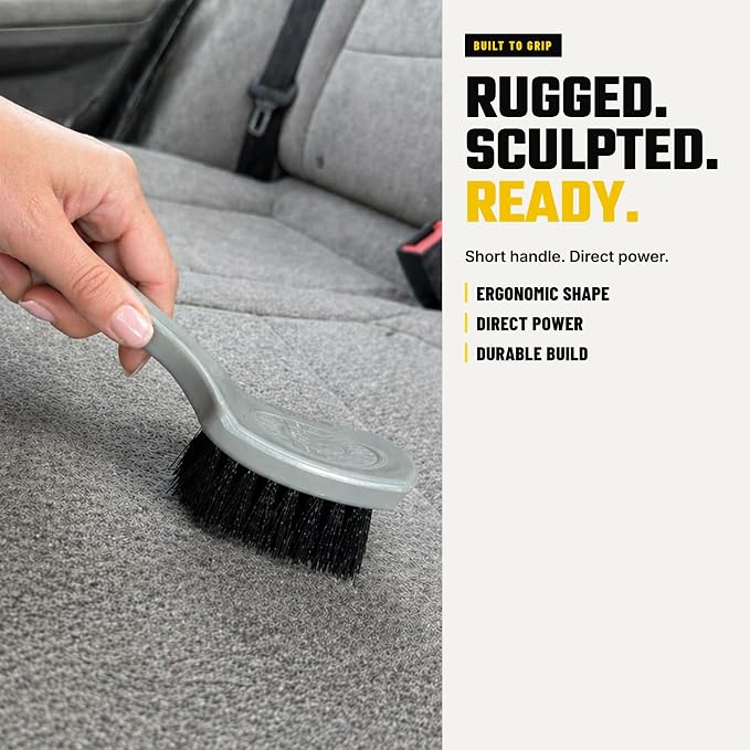 Chemical Guys, The Nifty Interior Detailing Brush for Carpet & Upholstery | Synthetic bristles and a short ergonomic handle scrub carpet, mats, upholstery and trunk liners with control