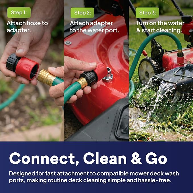 Quick Connect Deck Wash Adapter, Fits Husqvarna & Cub Cadet, Red, 1-Pack | Also compatible with Troy-Bilt, Craftsman & John Deere. Cross-refs 921-04041, 416405, GX22425. OEM-style, no tools needed.