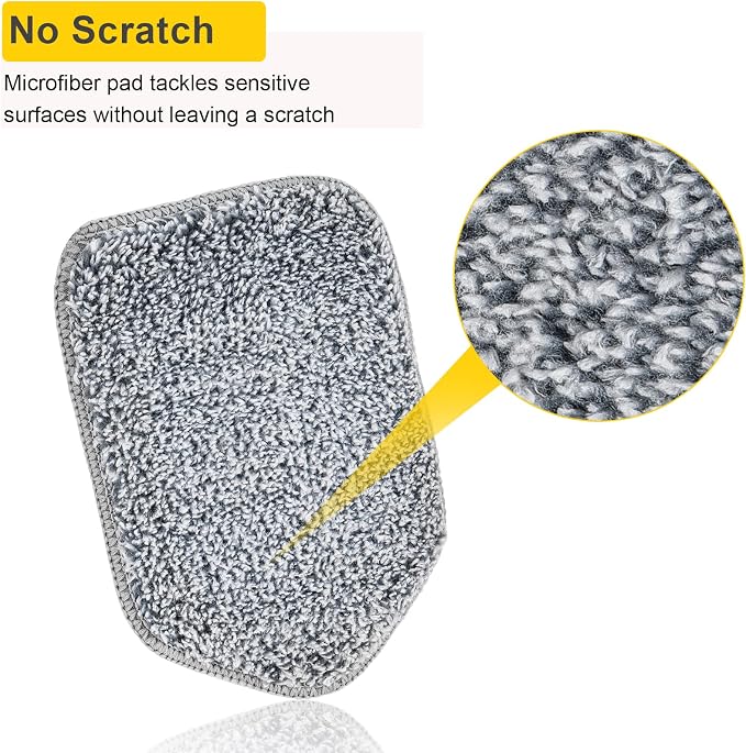 Microfiber Pads Refills 2 Pack Fit Lalafancy Shower Bathtub Cleaning Brush | Microfiber Cloth Replacement Non-Scratch with Gentle Scouring for Cleaning Mirror, Glass, Window and Delicate Surfaces