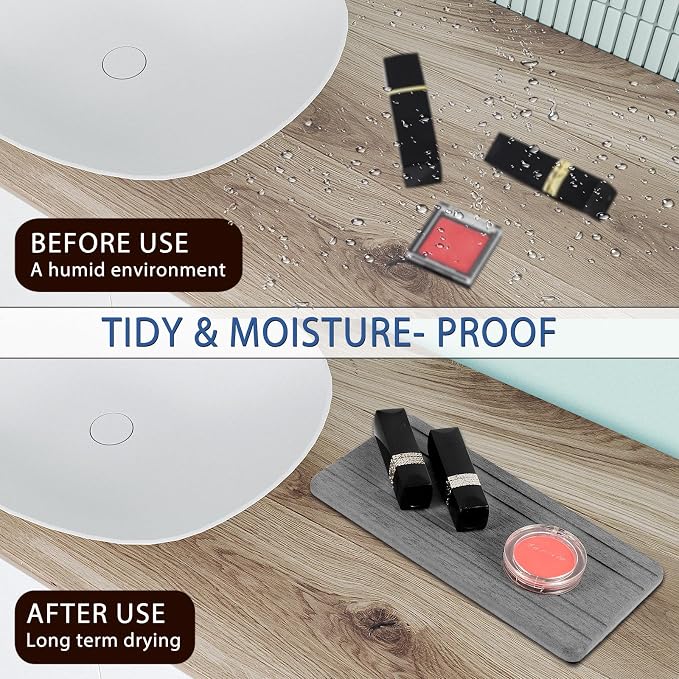 2PCS Water Absorbing Stone Tray, Quick Drying Diatomite Stone Sink Tray, Water Absorbent Diatomite Coasters for Kitchen Sink, Bathroom Counter Hand Soap Dish Toothbrush Holders