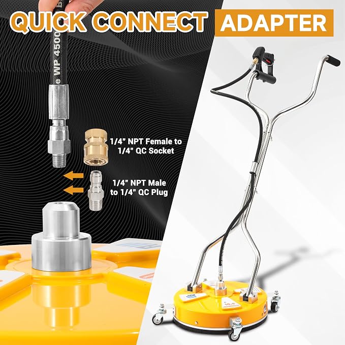 RIDGE WASHER Power Washer Surface Cleaner with Dual Handle, 16.5 Inch | Pressure Washer Surface Cleaner with 4 Wheels, 4000 PSI, For Driveways, Sidewalks, Patios, Decks