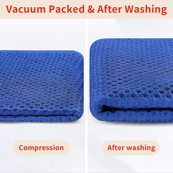 Homaxy 100% Cotton Waffle Weave Kitchen Dish Towels 4-Pack, Blueberry | 13 x 28 Inches, Ultra Soft Absorbent Dish Towels, Quick Drying Cleaning Towels