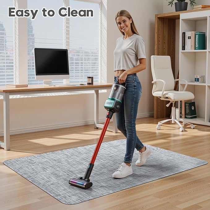 Sycoodeal Office Chair Mat for Hardwood & Tile Floor, 40" x 48" Heavy Duty Computer Gaming Chair Mat for Rolling Chairs Non-Curve, Anti-Slip, Floor Protector for Home Office (Grey)