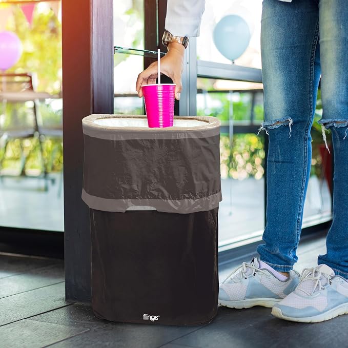 Party City Flings Plastic Bin (3-Pack) - Black (2) and Recycle (1) - 22 x 15 - Stylish & Convenient Portable Waste Solution for Events & Parties