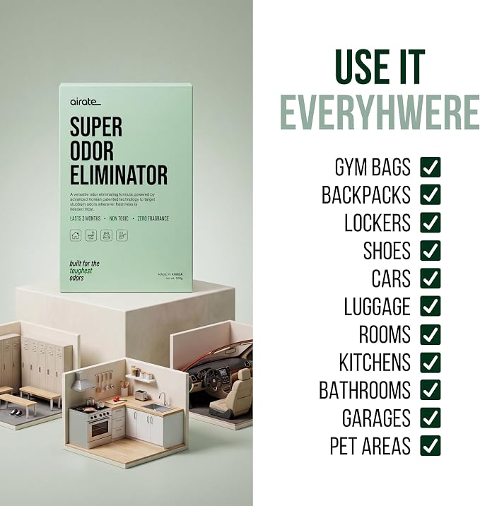 Super Odor Eliminator Pouch – Korean Patented Multi-Purpose Air Purifying Bag for Cars, Closets, Gym Bags, Lockers, Backpacks & Home – Fragrance-Free, Lasts 90 Days