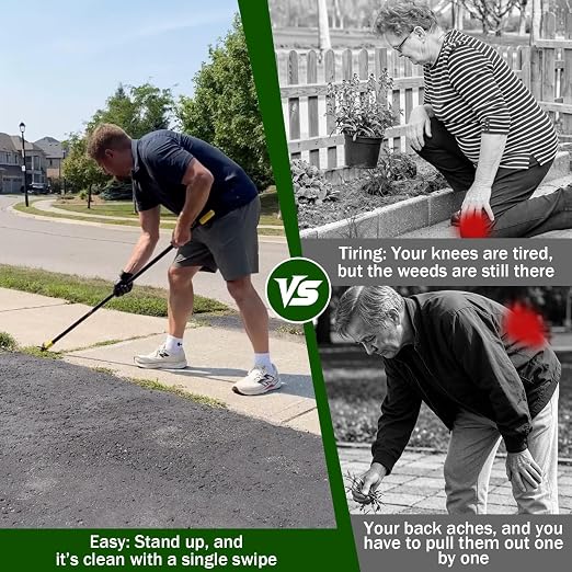 Weeding and Crevice Cleaning Tool, Fits Standard Push Broom Poles, 3PCS | Compatible with Standard Paint Handles,Clean Weeds and Dirt from Driveways, Patios, and Deck Gaps with Ease