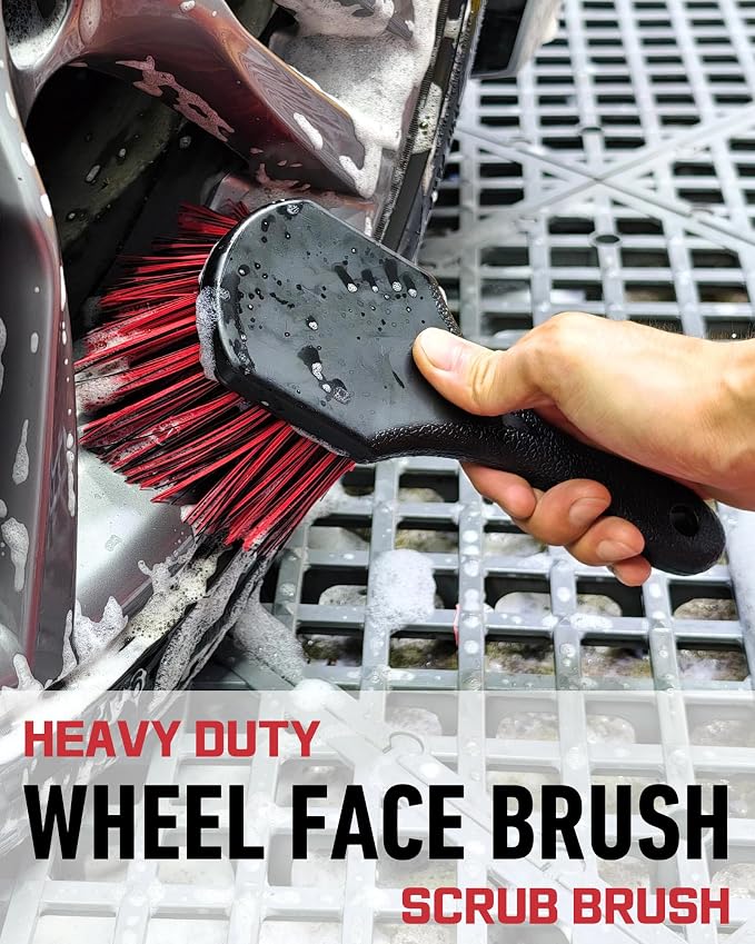 oesee 8PCS Wheel Cleaning Kit with Microfiber Brush & Rubber Grip Tire Brush, Twist Loop Drying Towel, Detailing Brush, Applicator for Car Rim and Tire Care