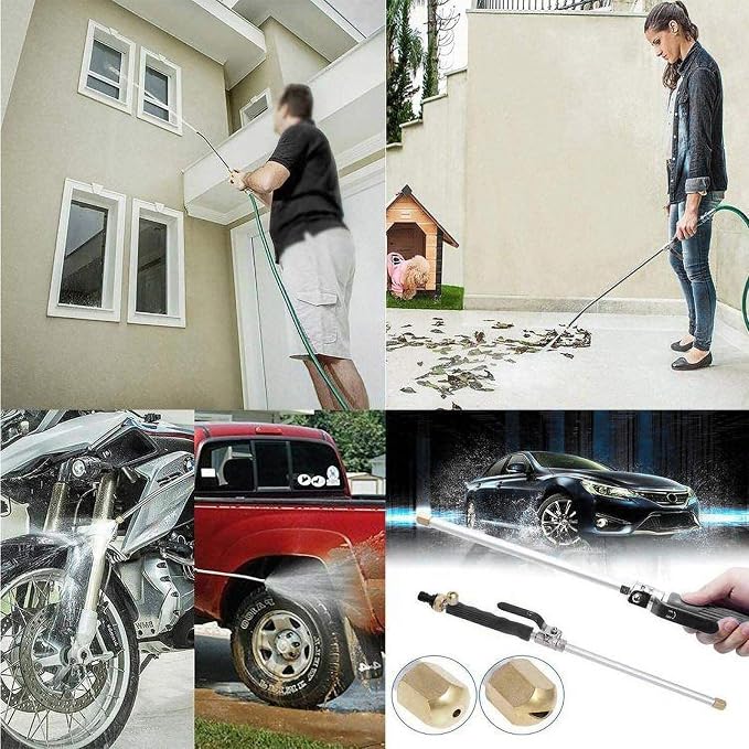 High Pressure Power Washer wand, Hydro Jet Water Hose Nozzle,Watering Sprayer Cleaning Tool, Wand Lance for Gutter Patio Car Pet Window Glass Black | Cleaning Tool Wand Lance for Gutter Patio Car Pet Window Glass