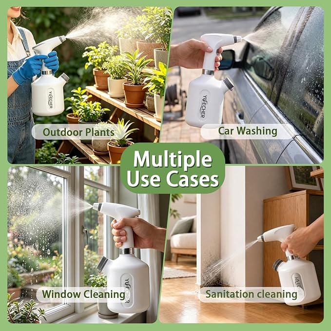 Electric Spray Bottle, 0.26 Gallon Battery Powered Plant Mister, 1500mAh USB Rechargeable Automatic Garden Sprayer, Handheld Continuous Water Spray Bottle for Indoor Houseplants, Succulents, Cleaning