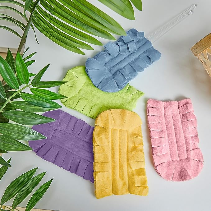Zubebe 12 Pcs Reusable Duster Refills Fleece,Rainbow Colors | Soft Polyester Fiber Flat Duster Refill Multi Surface Washable Cleaning Pad Tools for Home, Blinds, Car, Pet, Furniture, Fans