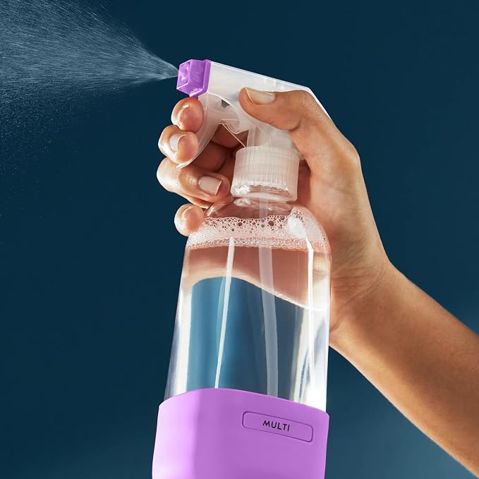 Grove Co. Refillable Glass Spray Bottle, 16 oz, Pristine Purple | Reusable; Custom Labels; Compatible with Grove Co. Cleaning Concentrates; No Plastic Waste; Leak-Proof; Adjustable Nozzle