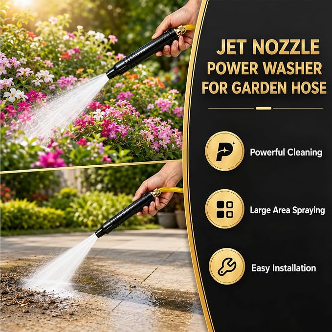 Home High Pressure Water Hose Nozzle, Adjustable Water Garden Hose Sprayer, Pressure Washer Hose Nozzle Attachment for Patio/Car Washing/Garden Watering