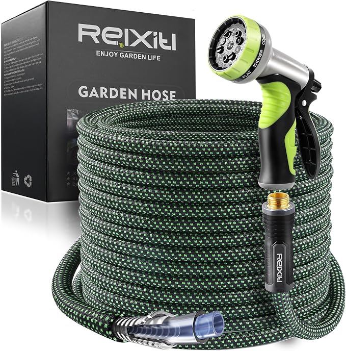 Relxitl Garden Hose, Flexible Water Hose, Ultra Lightweight Non-Expanding hose with 10 Function Sprayer, Leak proof, Pressure Resistant for Yard, Outdoor (Green, 50FT)