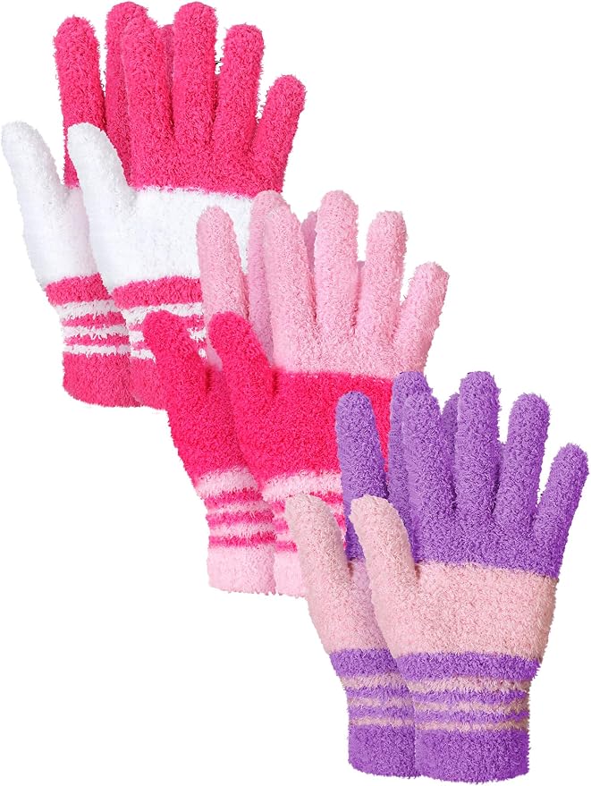 Patelai 3 Pairs Microfiber Dusting Gloves for Plants Leaf, Medium | White, Pink, Purple, Rose Red,Plant Cleaning Gloves, Reusable Washable Gloves,House Furniture Blinds Dusting