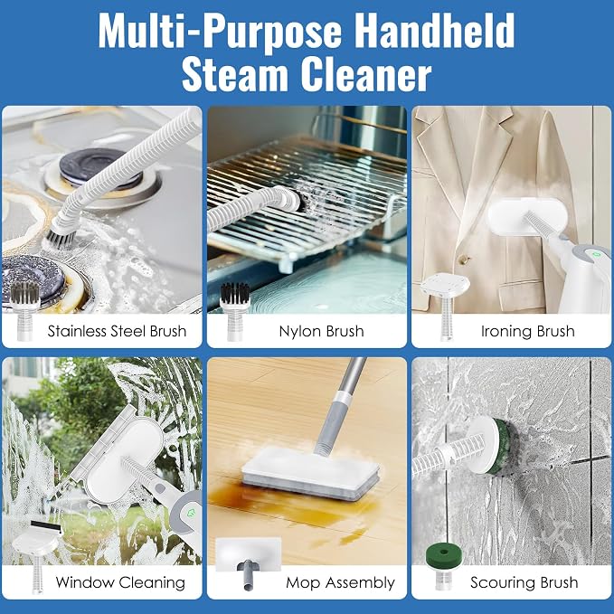 FEPPO Steam Mop & Detachable Handheld Steam Cleaner for Home and Floor | 15s Heat-Up, 230°F Floor Steamer for Deep Cleaning with Multi-purpose Attachments Hardwood Floors, Tile,Grout,Furniture