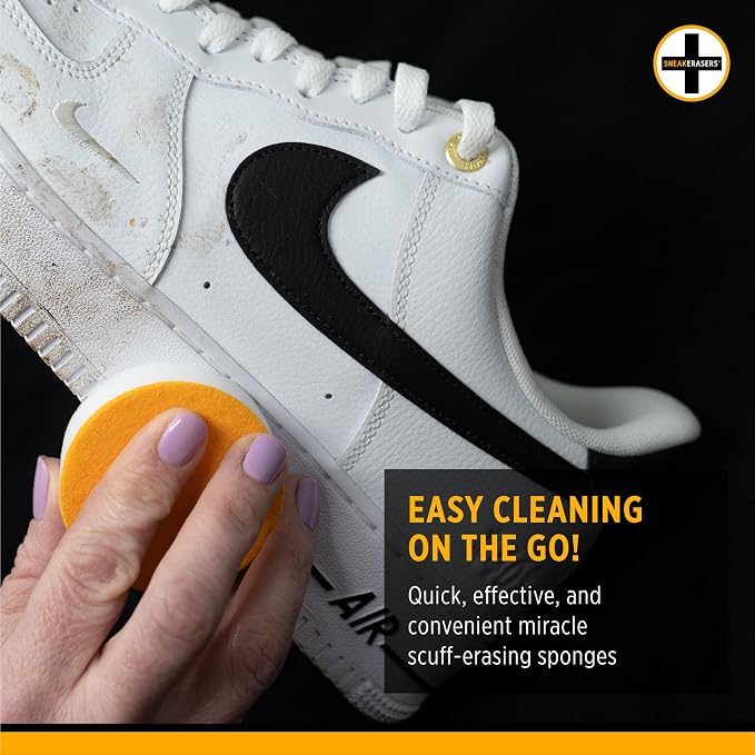 SneakERASERS Instant Shoe Cleaner Pre-Moistened Sponge, 3 Pack | Effective for White Sneakers, Tennis Shoes, Portable Shoe Cleaning Kit, Instant Sneaker Cleaner