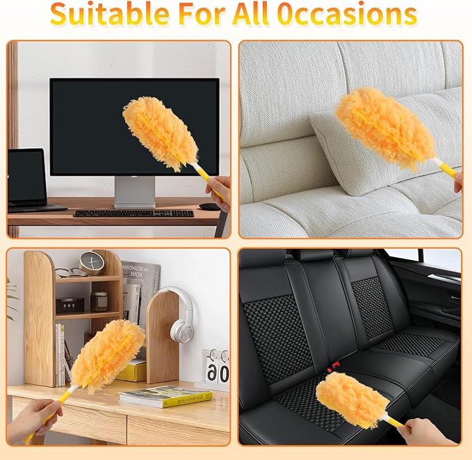 36 Count Duster Refills with 1 Firm-Grip Handle for Swiffer Duster | Multisurface 360° Dusters with 4X Microfibers, Unscented Disposable Duster Refills for Cleaning Home