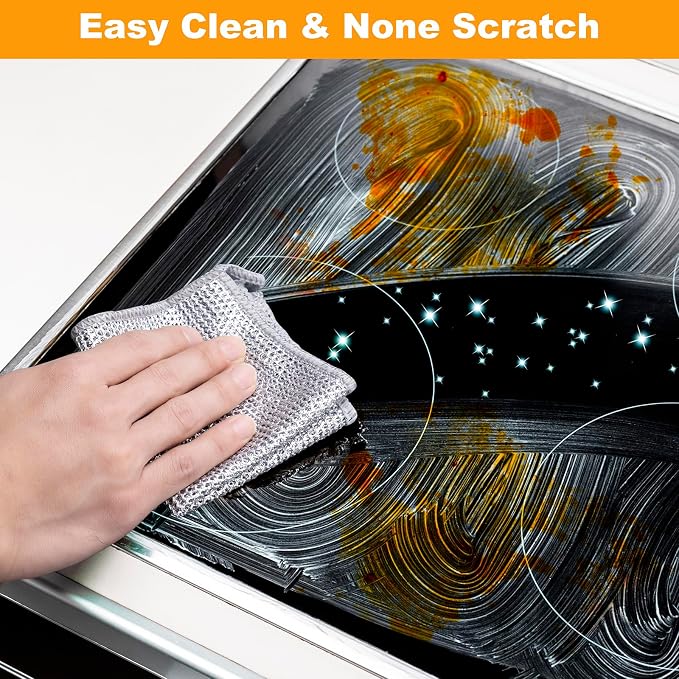 Inkhut Non Scratch Wire Dishcloth, Multipurpose Wire Dishwashing Rag for Wet and Dry, Multifunctional Dish Rags for Washing Dishes, Reusable Steel Wool Scrubber for Kitchen Cleaning