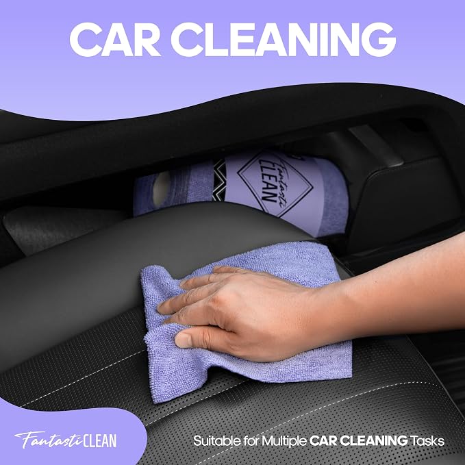 Fantasticlean Microfiber Cleaning Cloth Roll, 60 Pack, 8 x 8, Light Purple | Tear Away Microfiber Towel Roll, Reusable Paper Towels, Rags for Kitchen, Pet, Dust, Car, Office, Cleaning Supplies, Portable
