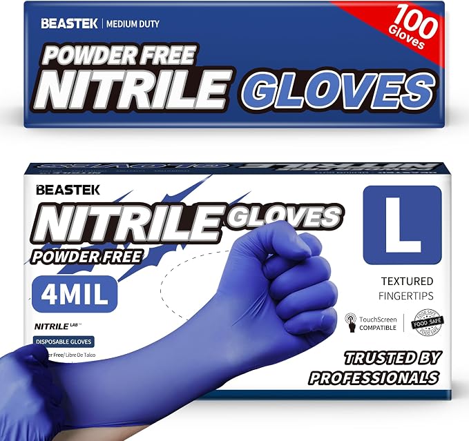 Nitrile Exam Gloves 4Mil Powder-Free Medical Disposable Blue Violet | Soft+ • Powder-Free & Latex-Free • Ultra Stretch Fit • Examination • Cooking • Cleaning • Food Prep • Blue Violet • 100 Ct