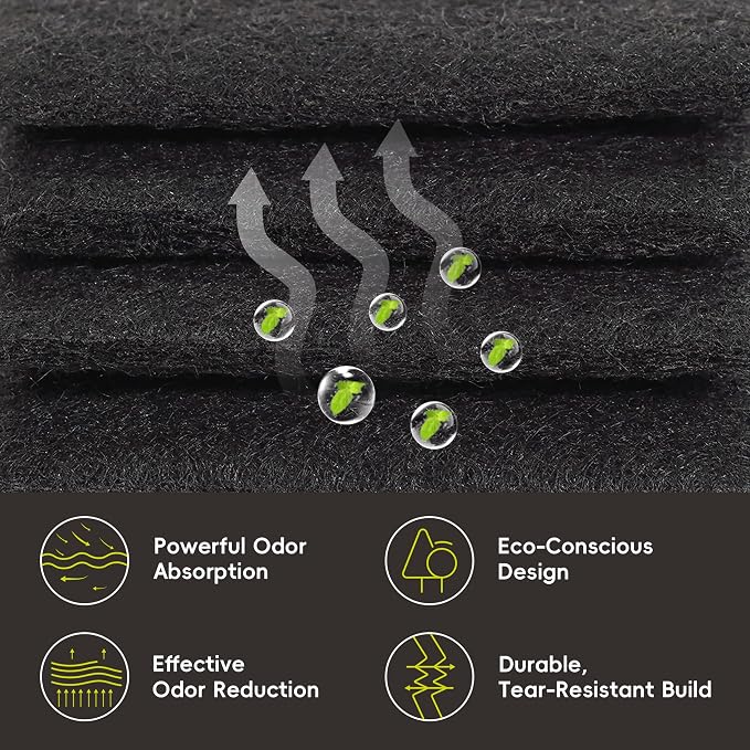EKO Trash Can Deodorizer Filter Kit with Case, 2-Pack | Activated Charcoal Refills, Powerful Odor Absorption, Long-Lasting Freshness, Compact Size, Easy Installation