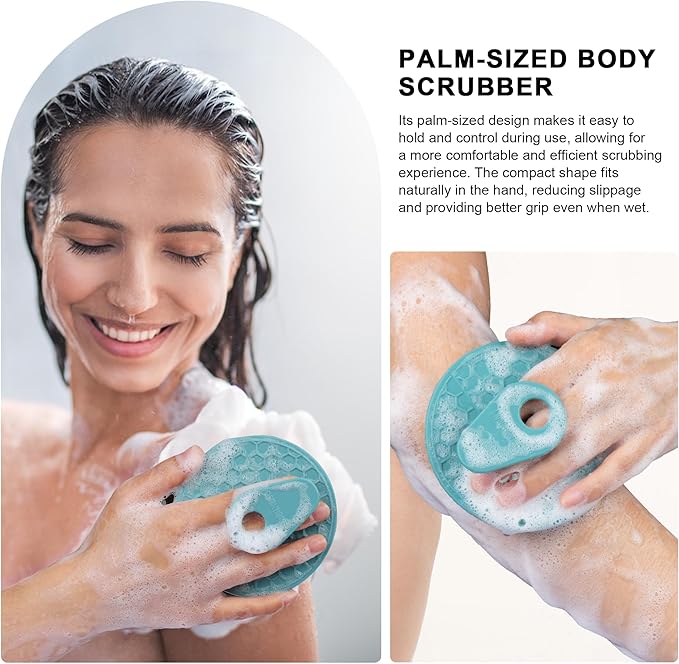 INNERNEED Silicone Body Scrubber Gentle Exfoliating Brush Set, Green+ Pink | INNERNEED Food grade Deep Cleansing Shower Scrub for All skin types, More Hygienic and Well Lather