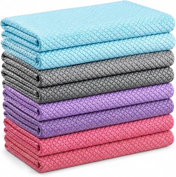 Niveaya Microfiber Glass Cleaning Cloth, Reusable Fish Scale Cloth 8 Pack | Streak Free Lint Free Cleaning Towels, Quick Drying Polishing Cloth for Window, Kitchen, Shower, Stainless Steel, Auto