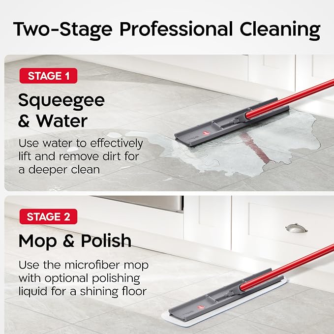 Tyroler MoppyShmoppy Heavy Duty Floor Squeegee for Concrete Floors 16.5" | | Squeegee for Floor with 55" 4-Part Handle | Squeegees Broom for Floors | Squeegee Mop for Tile, Garage and Patio