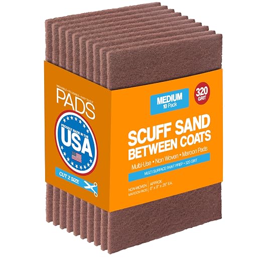 6" X 9" Non-Woven Grey Scuff Pads 320 Grit - 10 Pack (Maroon)