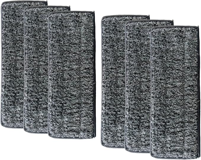 6 Pack Flat Mop Pads, 13" X 4.9" Flat Mop Microfiber Mop Head/Refill/Pad, Washable Squeeze Cleaning Mop Pads Replacement Heads - Grey | Reusable Cleaning Pads for Efficient Everyday Floor Cleaning