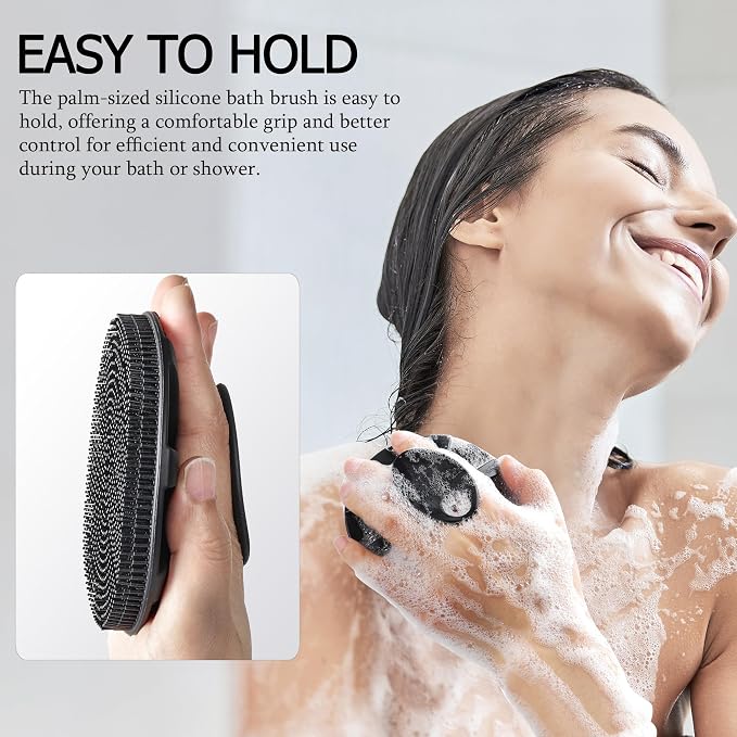 INNERNEED Food-Grade Soft Silicone Body Scrubber Shower Brush, Pack of 3 | Handheld Cleansing Skin Brush, Gentle Exfoliating and Lather Well, Hygienic Bath Scrub for Women, Men