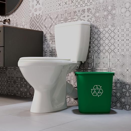 28 Qt. / 7 Gallon Green Rectangular Recycling Wastebasket Trash Can | 10 Pack